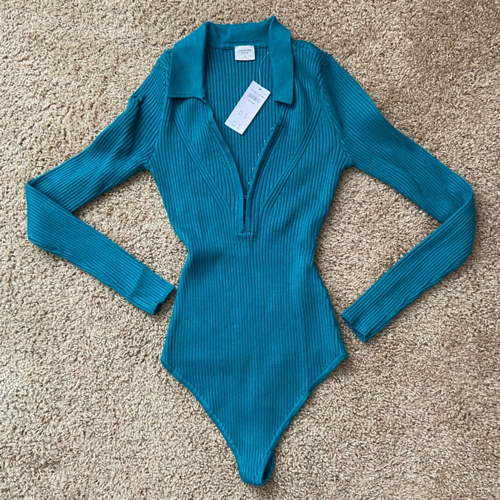 Abercrombie & Fitch Teal Ribbed Bodysuit